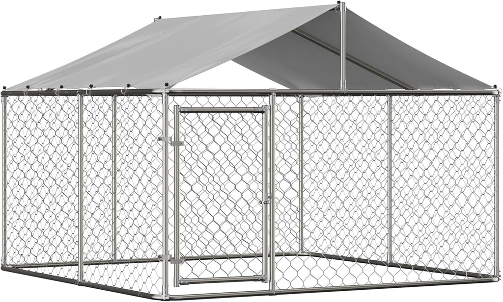 7.5' x 7.5' Large Outdoor Dog Kennel with WaterProof UV-Resistant Cover J8962