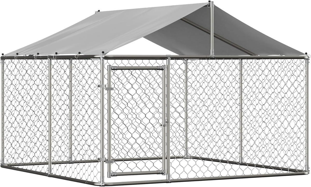7.5' x 7.5' Large Outdoor Dog Kennel with WaterProof UV-Resistant Cover J8962
