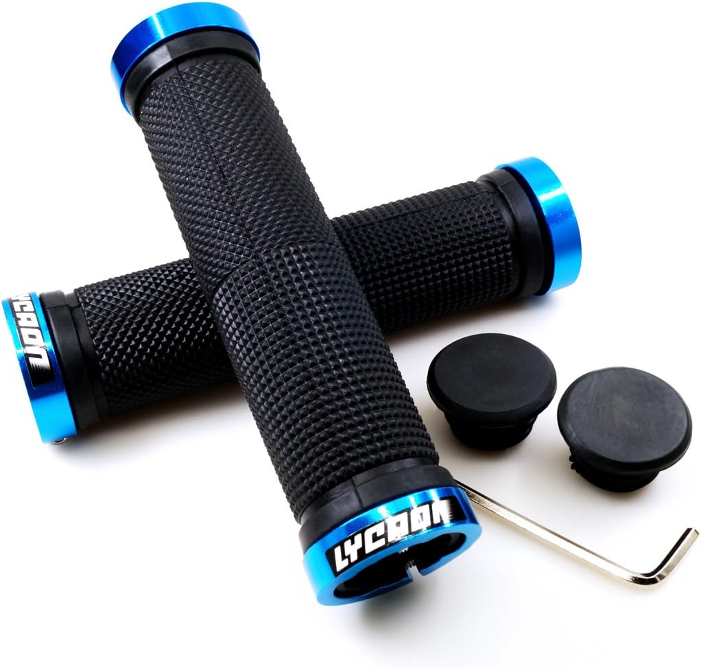Non-Slip Rubber Bicycle Handlebar Grips with Aluminum Lock K10476