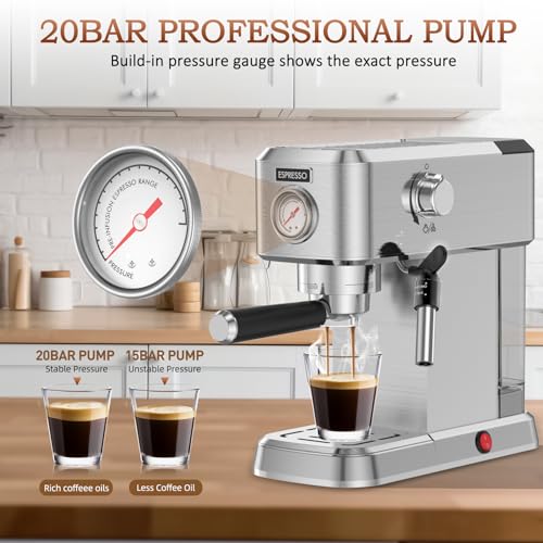 Compact Stainless Steel Espresso Machine with 50oz Water Tank F593591