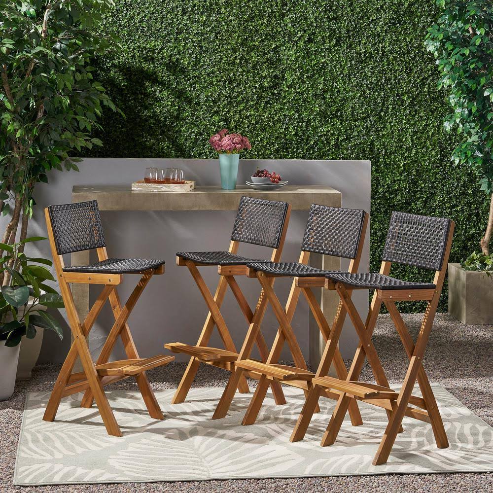Acacia Wood Folding Barstools Set of 4 K610