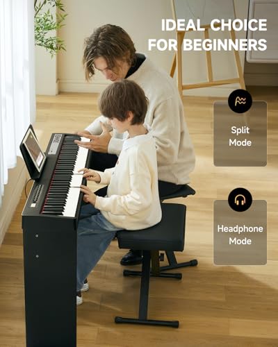 88 Keys Velocity-Sensitive Digital Piano with Removable Stand and Triple Pedal U786644