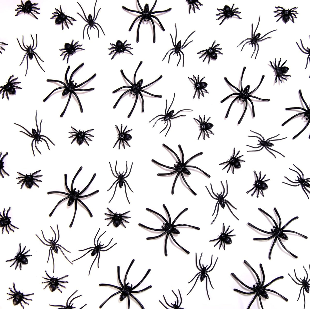 120 Pieces Black Plastic Spiders 3 Sizes V367415