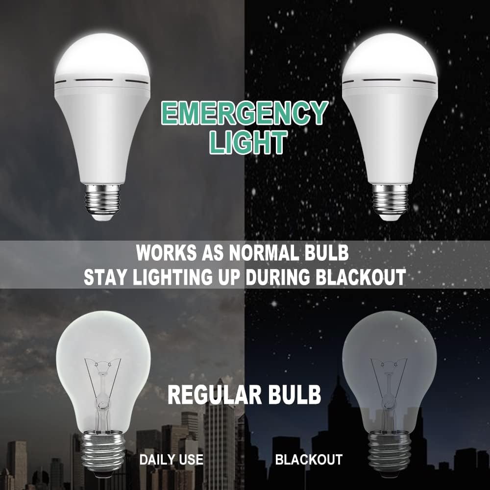 Rechargeable Emergency LED Light Bulb with Hook 1200mAh 12W 10 Pack O288
