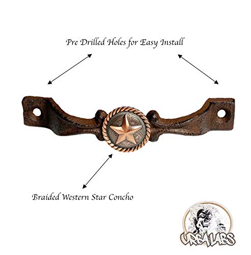Cast Iron Kitchen Cabinet Handles and Drawer Pulls Antique Country Home Rustic Decor Farmhouse Cabinet Handle Texas Western Star Cabinet Knobs (2, Braided Bronze Star) B9731