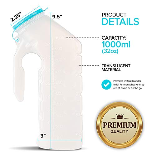 32 Oz Unisex Urinal Bottle (2 Pack) with Lid A47411
