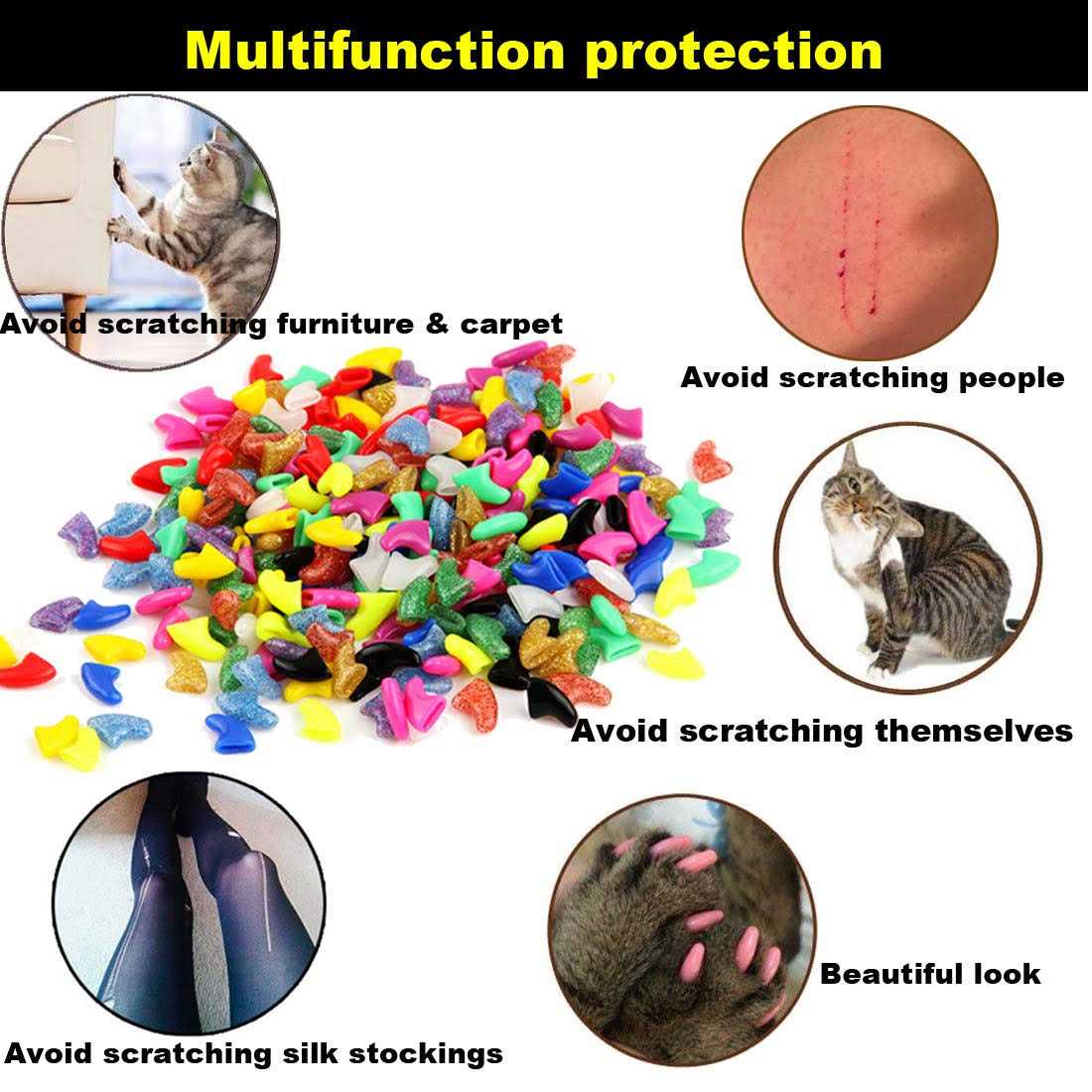 Cat Nail Caps with Glue and Applicators Medium G16704