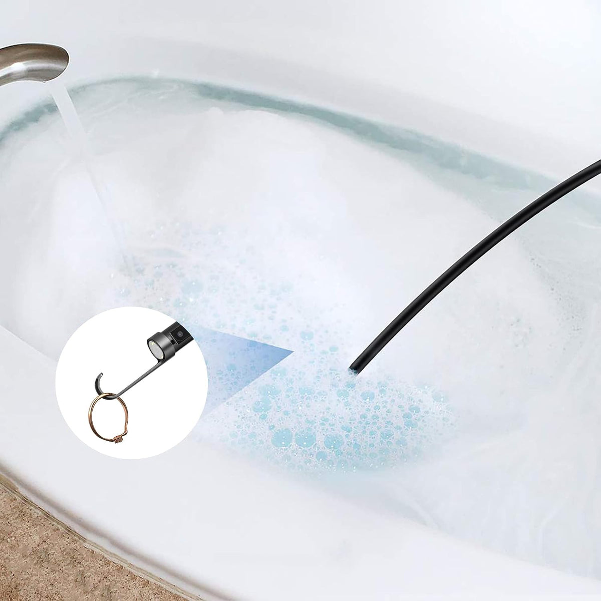 Dual Lens Endoscope Borescope 4.5 HD Inspection Camera with Light 16.5ft I1675