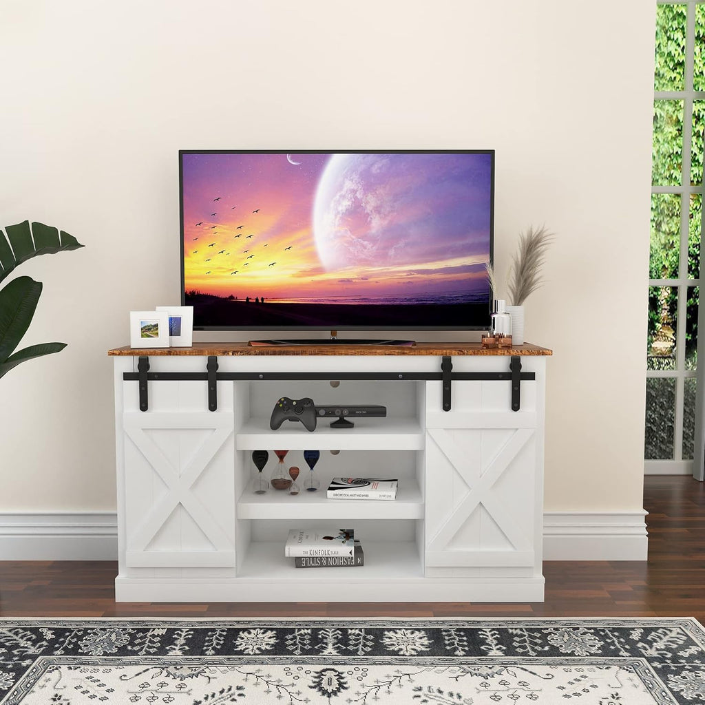 Modern Farmhouse Sliding Barn Door TV Stand up to 60 Inches T481