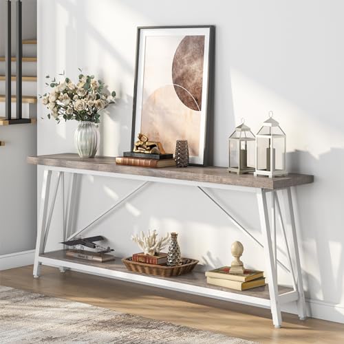 White Industrial Console Sofa Table L9740