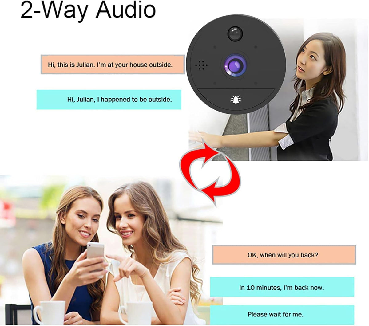 Digital Peephole Door Viewer WiFi Doorbell Camera 1080P Video Intercom 4.3 inch Monitor I18423