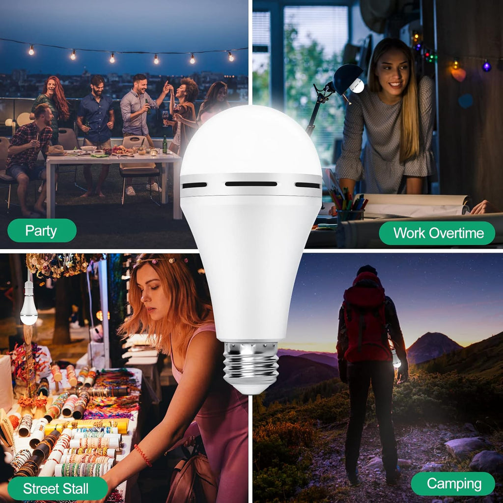 Rechargeable Emergency LED Light Bulb with Hook 1200mAh 12W 10 Pack O288