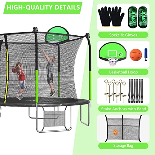 8FT 10FT 12FT 14FT 15FT Trampoline with Enclosure Net U671496