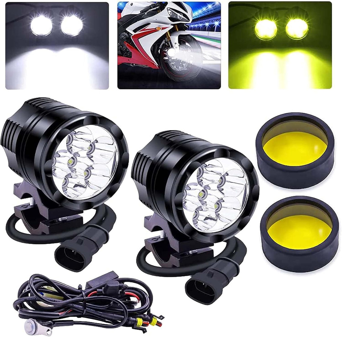White/Yellow/Strobe 60W LED Motorcycle Spotlight A417361