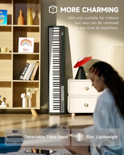 88 Keys Velocity-Sensitive Digital Piano with Removable Stand and Triple Pedal U786644