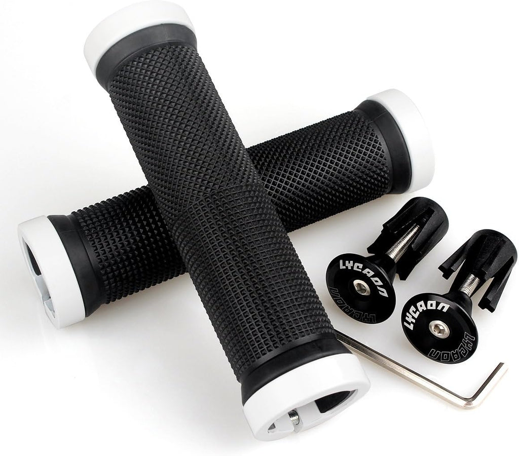Non-Slip Rubber Bicycle Handlebar Grips with Aluminum Lock K10476