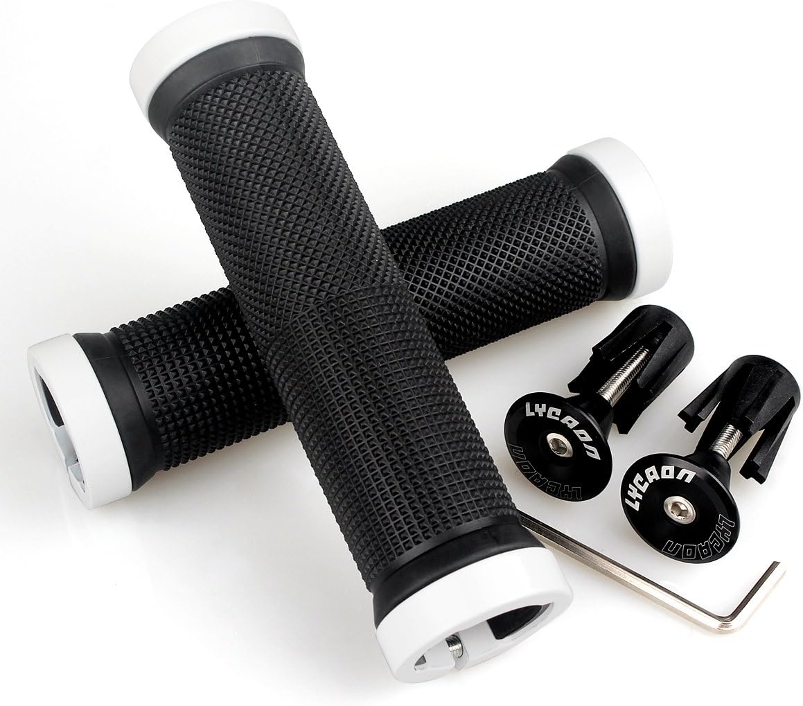 Non-Slip Rubber Bicycle Handlebar Grips with Aluminum Lock K10476
