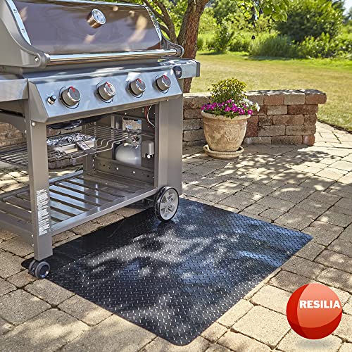 Silver Diamond Plate Under Grill Mat, 57 x 47 inches D244105