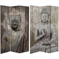 6 ft. Tall Double Sided Stone Buddha Canvas Room Divider X1477