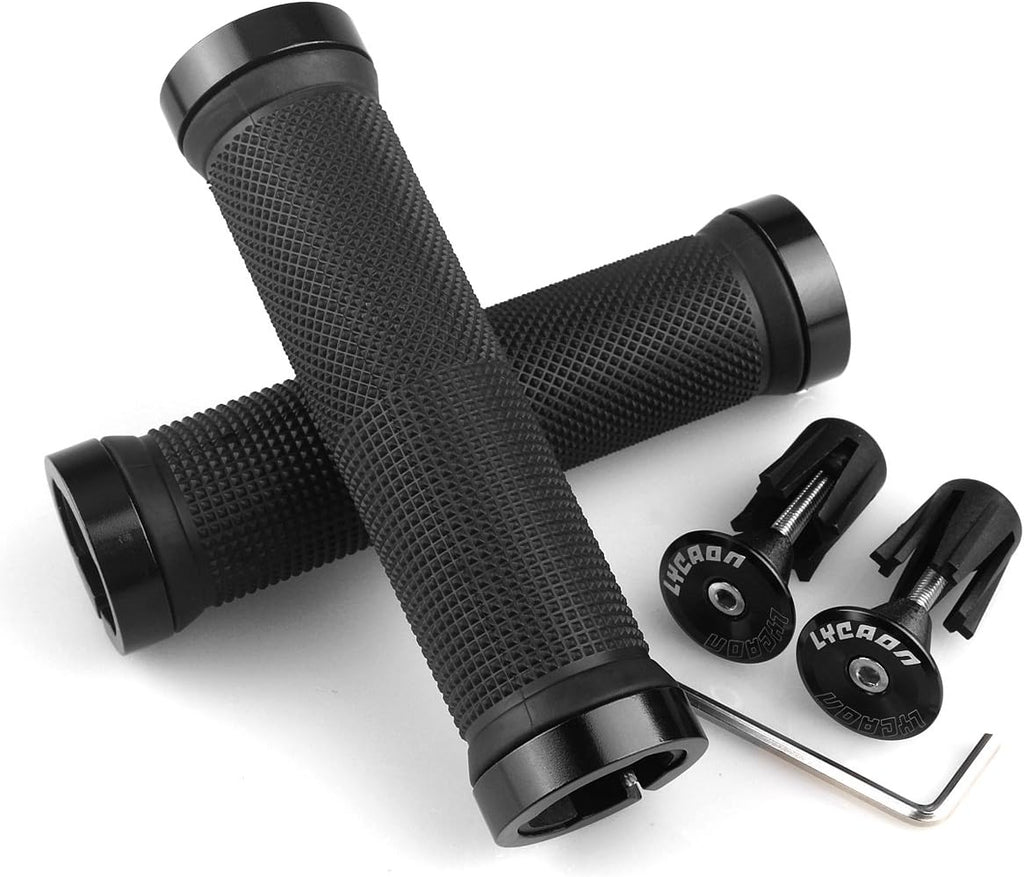 Non-Slip Rubber Bicycle Handlebar Grips with Aluminum Lock K10476