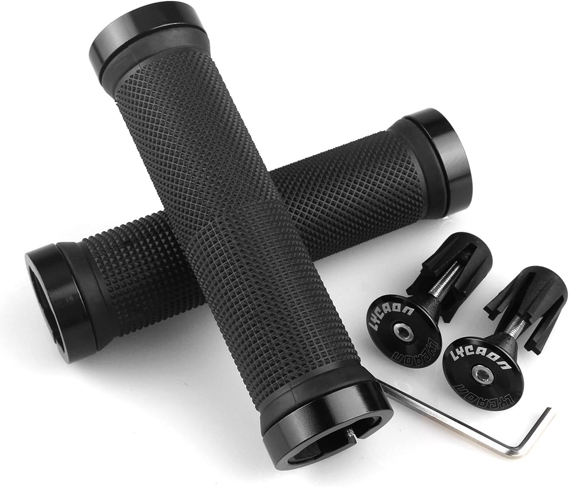 Non-Slip Rubber Bicycle Handlebar Grips with Aluminum Lock K10476
