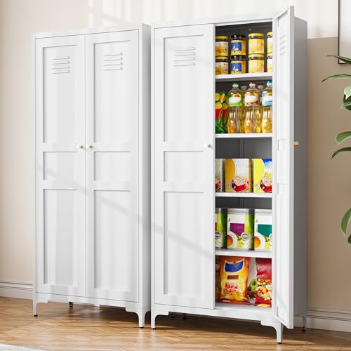 Black 61 inch Metal Pantry Storage Cabinet with Adjustable Shelves H12766