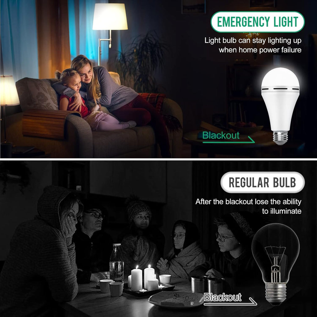Rechargeable Emergency LED Light Bulb with Hook 1200mAh 12W 10 Pack O288