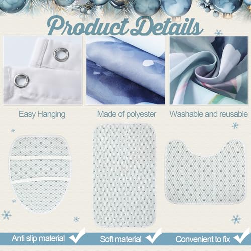 7 Pcs Christmas Shower Curtain Set Non Slip Waterproof Bathroom Accessories B3284