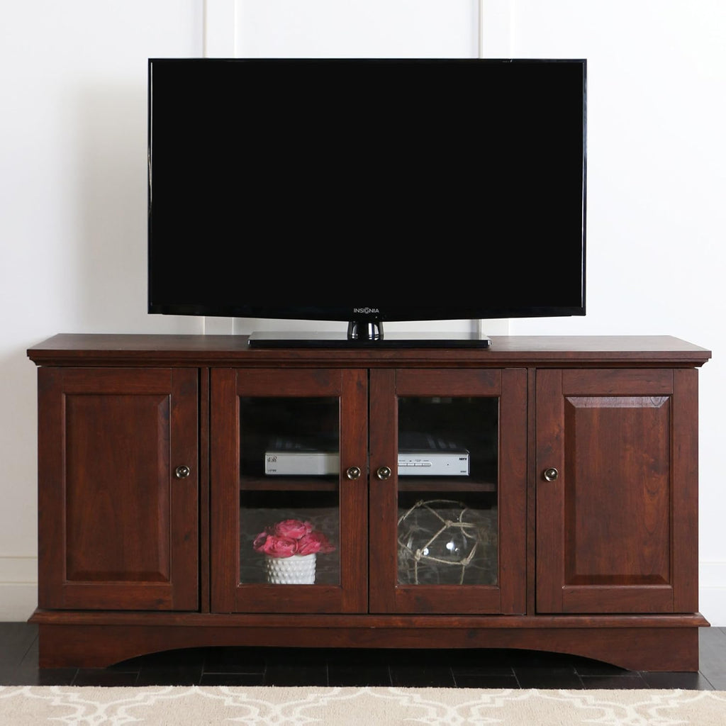 44 Inch Espresso Brown Wood TV Stand with Storage Cabinet N226