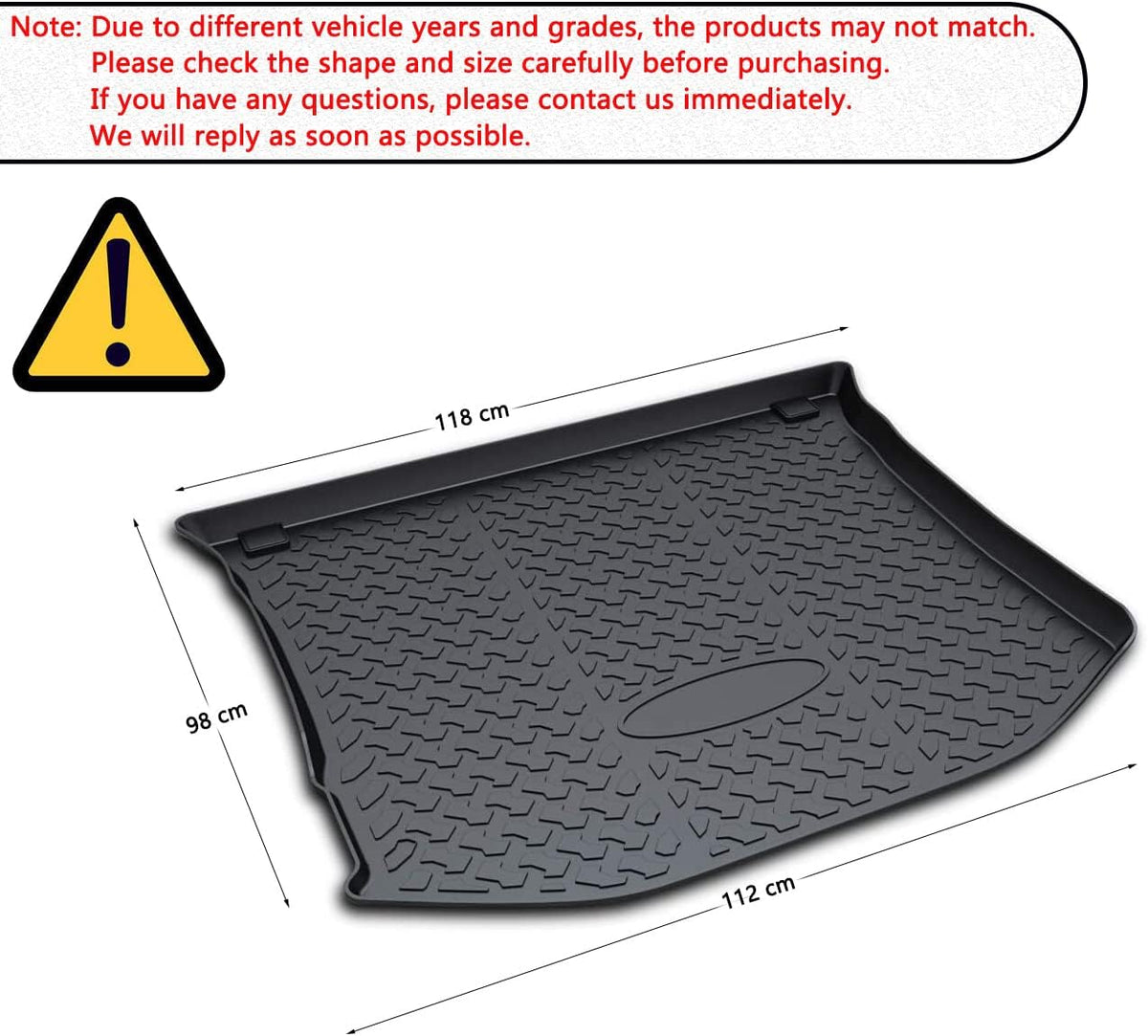 All Weather 3D TPO Waterproof Cargo Trunk Tray Floor Mat Protector W153488