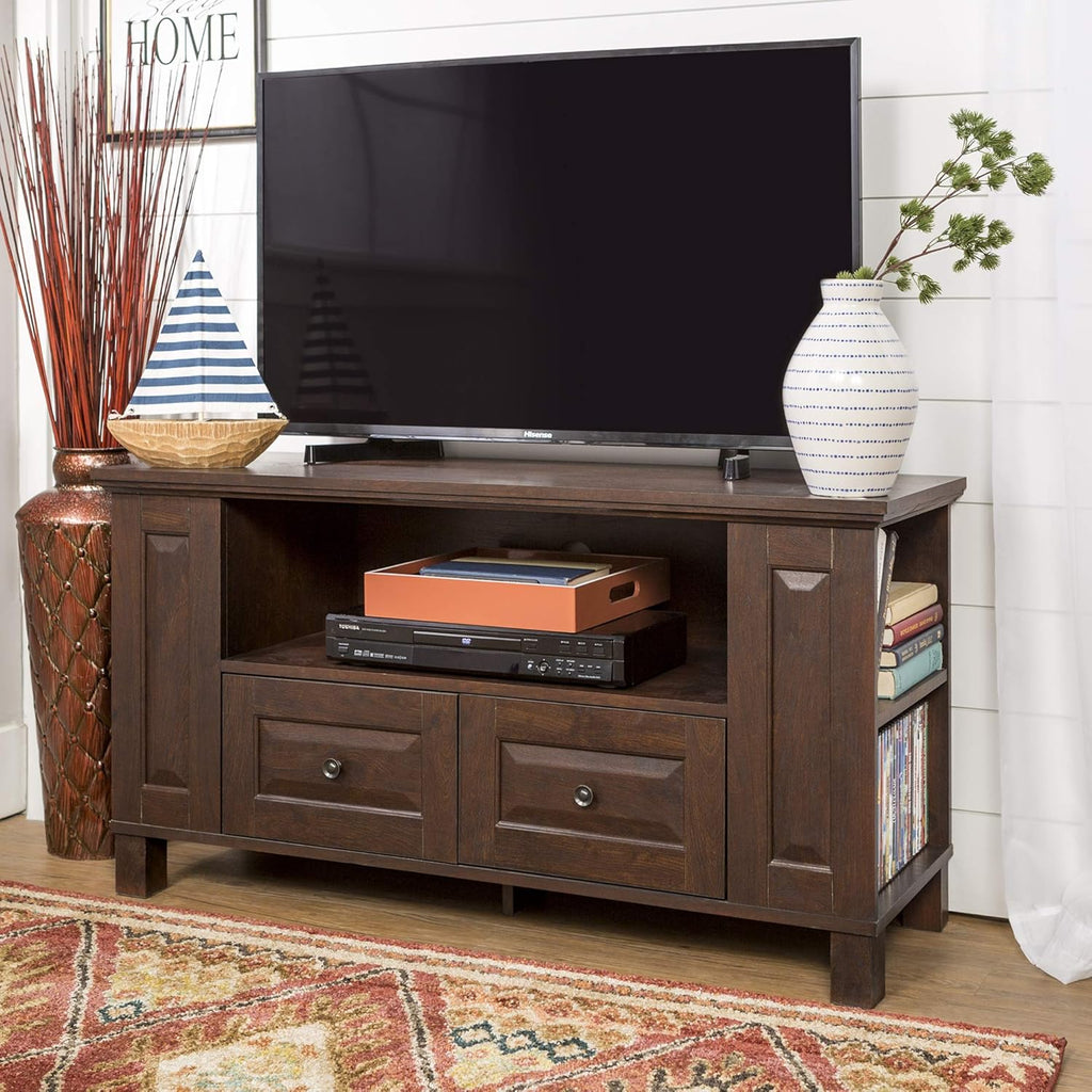 44 Inch Espresso Brown Wood TV Stand with Storage Cabinet N226