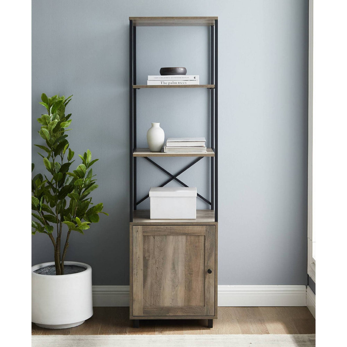 64x22 Storage Shelf with Cabinet Gray Wash J715