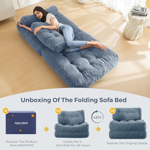 Beige Folding Sofa Bed with Pillow F820658