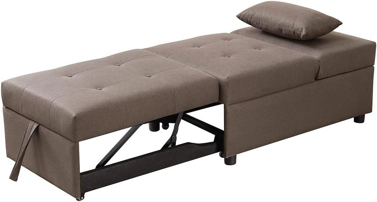 Dark Grey Convertible Ottoman Sofa Bed Sleeper Chair L911941