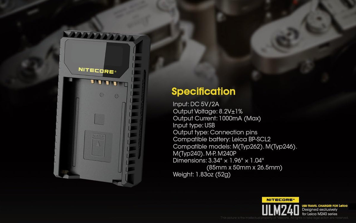 USB Charger for Leica BP-SCL2 Batteries I948633