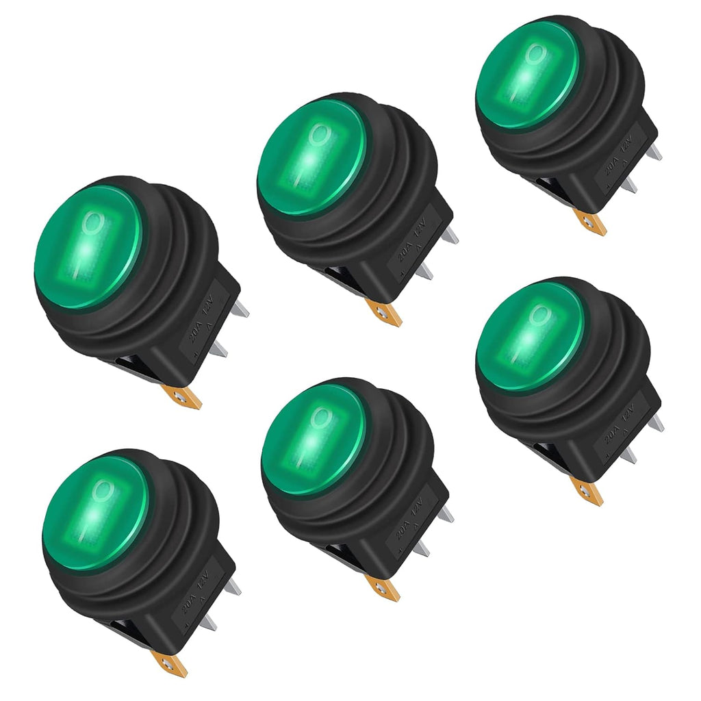 6Pcs LED Rocker Switch 12V 20A 3pin 2 Position Spst Waterproof Toggle Switch with 20mm/0.8Mounting Hole，On Off Switch for Marine Cars Ships Trucks(Red) E482159