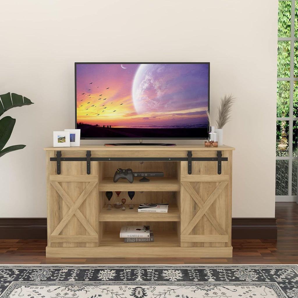 Modern Farmhouse Sliding Barn Door TV Stand up to 60 Inches T481