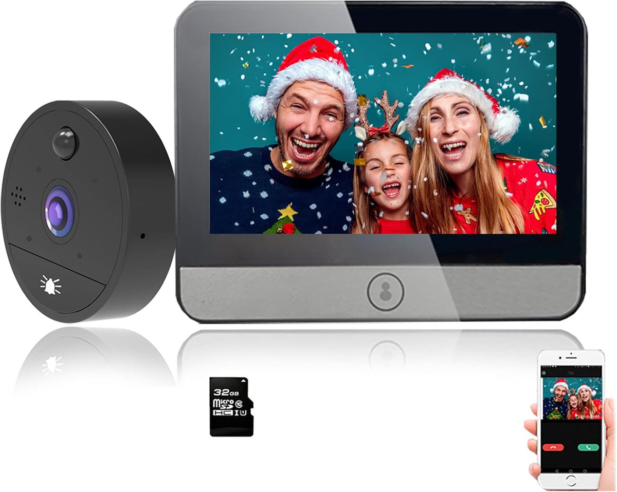 Digital Peephole Door Viewer WiFi Doorbell Camera 1080P Video Intercom 4.3 inch Monitor I18423