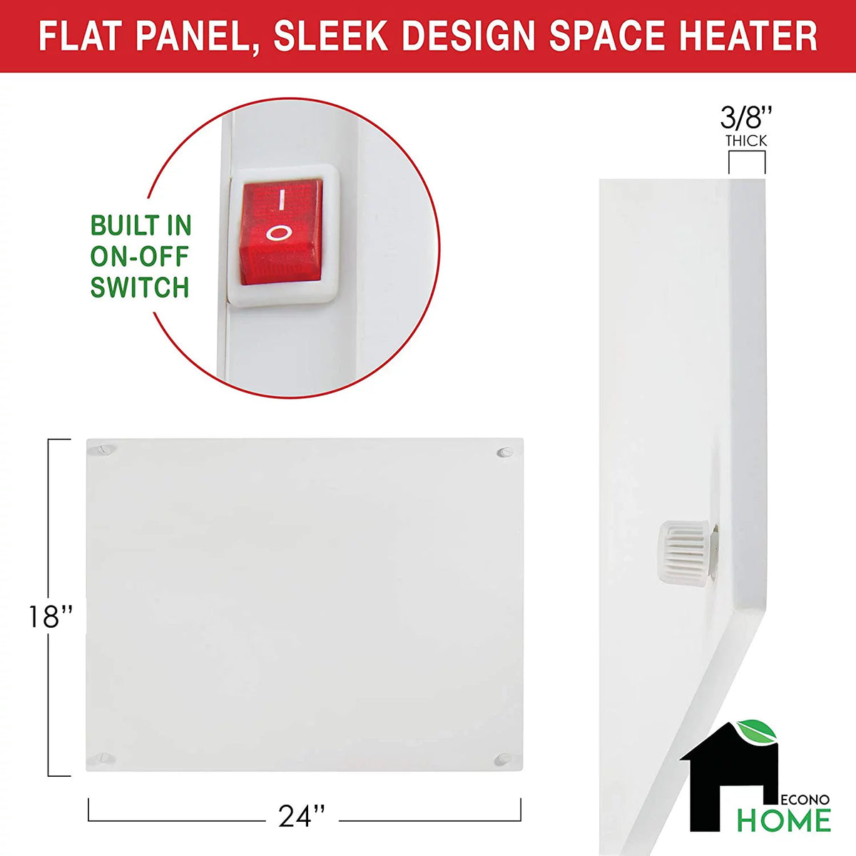 250 Watt Splashproof Convection Wall Mount Space Heater Panel S2011