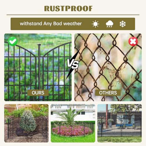 16 Panels 32in x 38.6ft Rustproof Metal Garden Fence with Gate Y82371