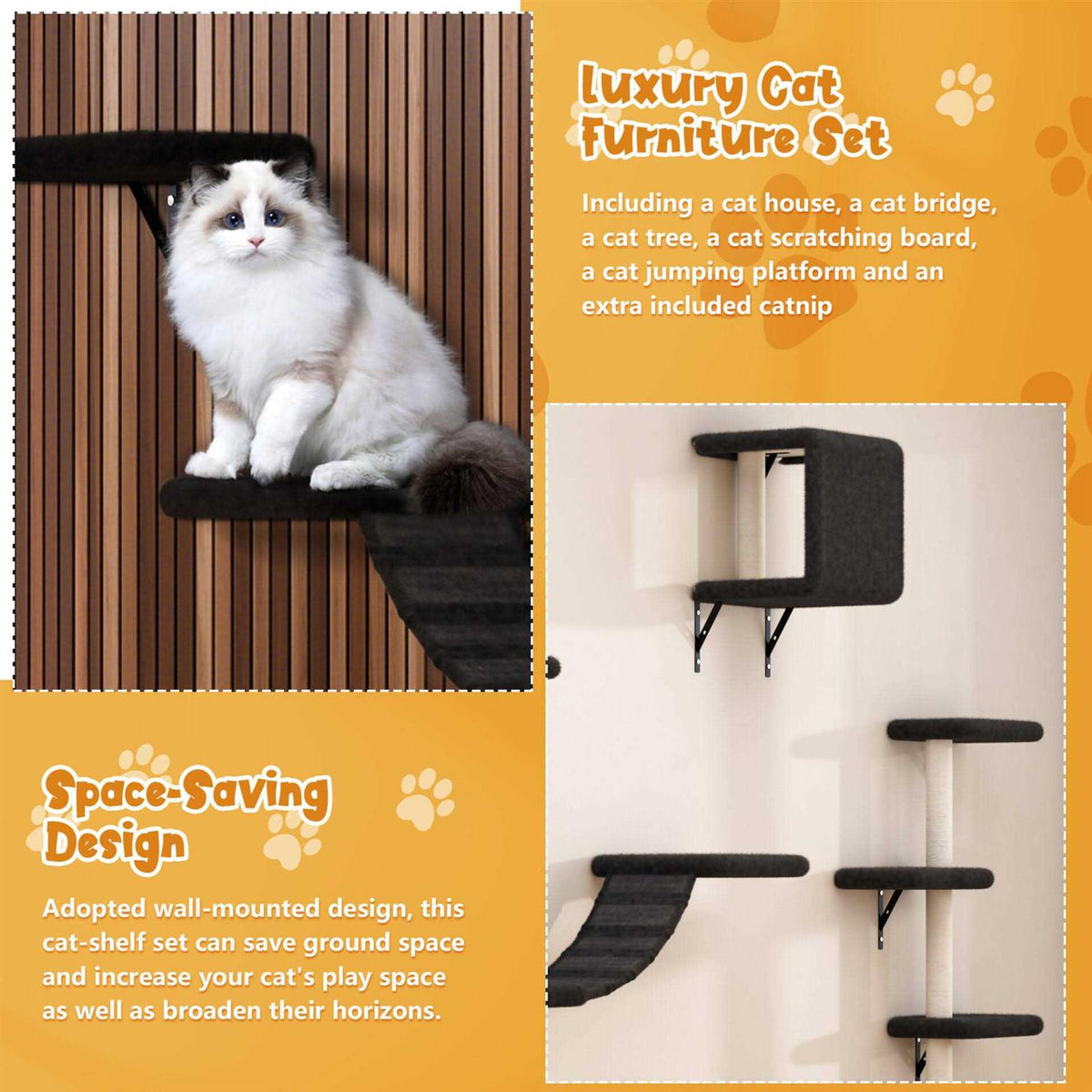 Wall Mounted Shelves Set Cat Tree R66622