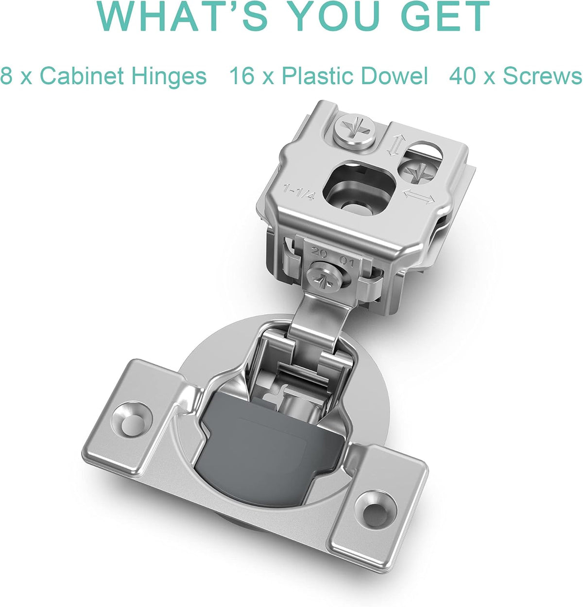 8 Pack Soft Close Adjustable Cabinet Hinge J4806