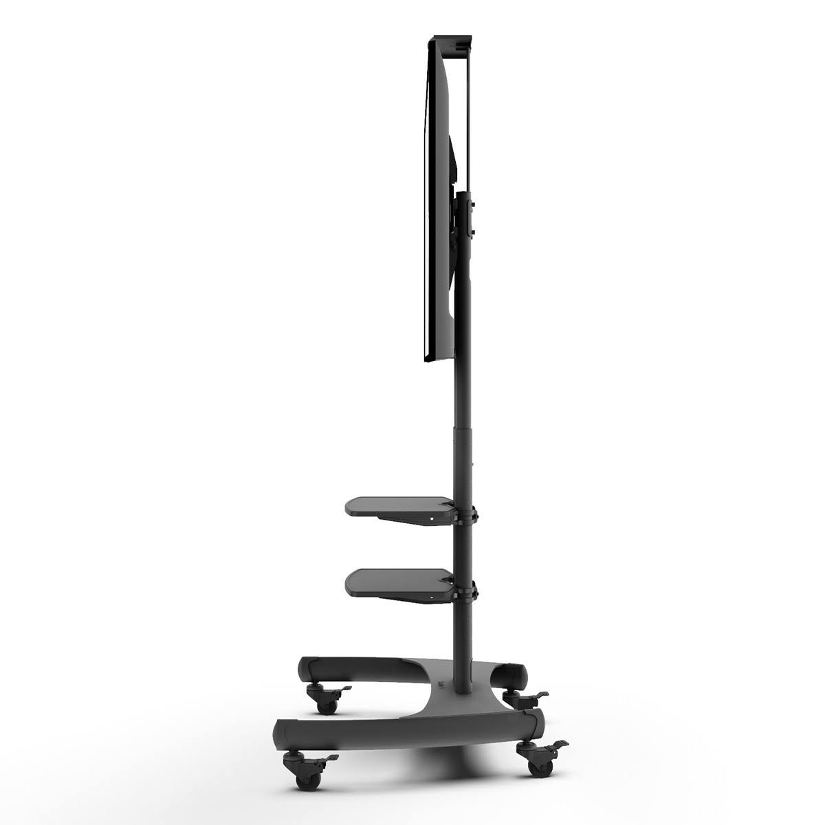 Black Mobile TV Mount with Two Adjustable Shelves G1732