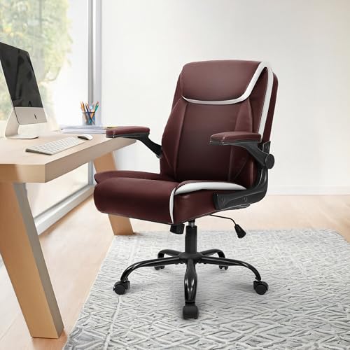 White Ergonomic Mid-Back Leather Office Chair A527