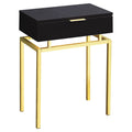 24x22H Accent End Table with Gold Metal Base Cappuccino W64533