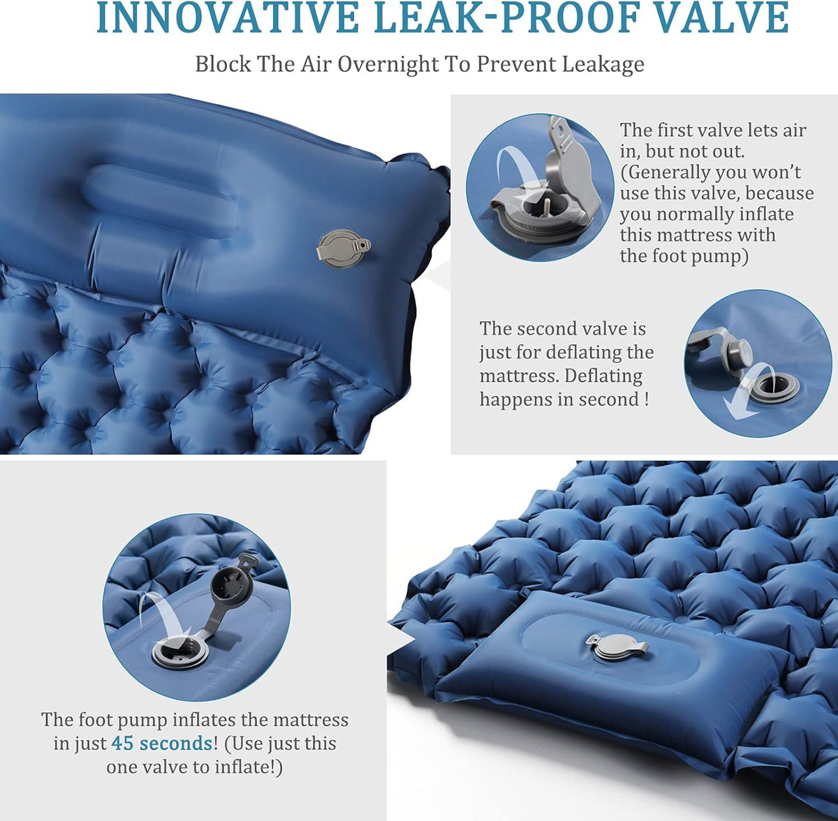 Inflatable Camping Pad for 2 Person Lightweight Waterproof Air Mattress S983188