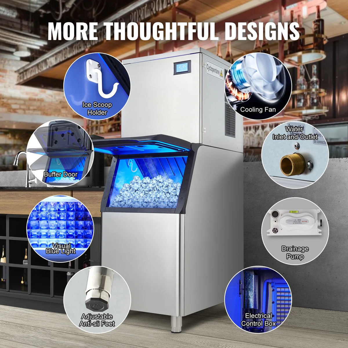Commercial Ice Maker with 30.7 lb Storage Container Z9379