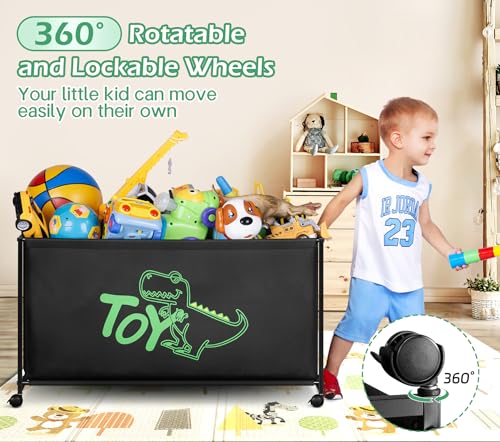 Black Large Toy Box with Wheels B755