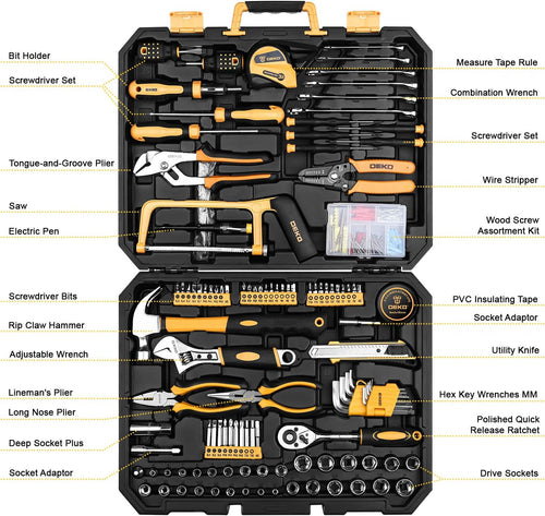 198 Piece Home Repair Tool Kit with Plastic Toolbox O54484