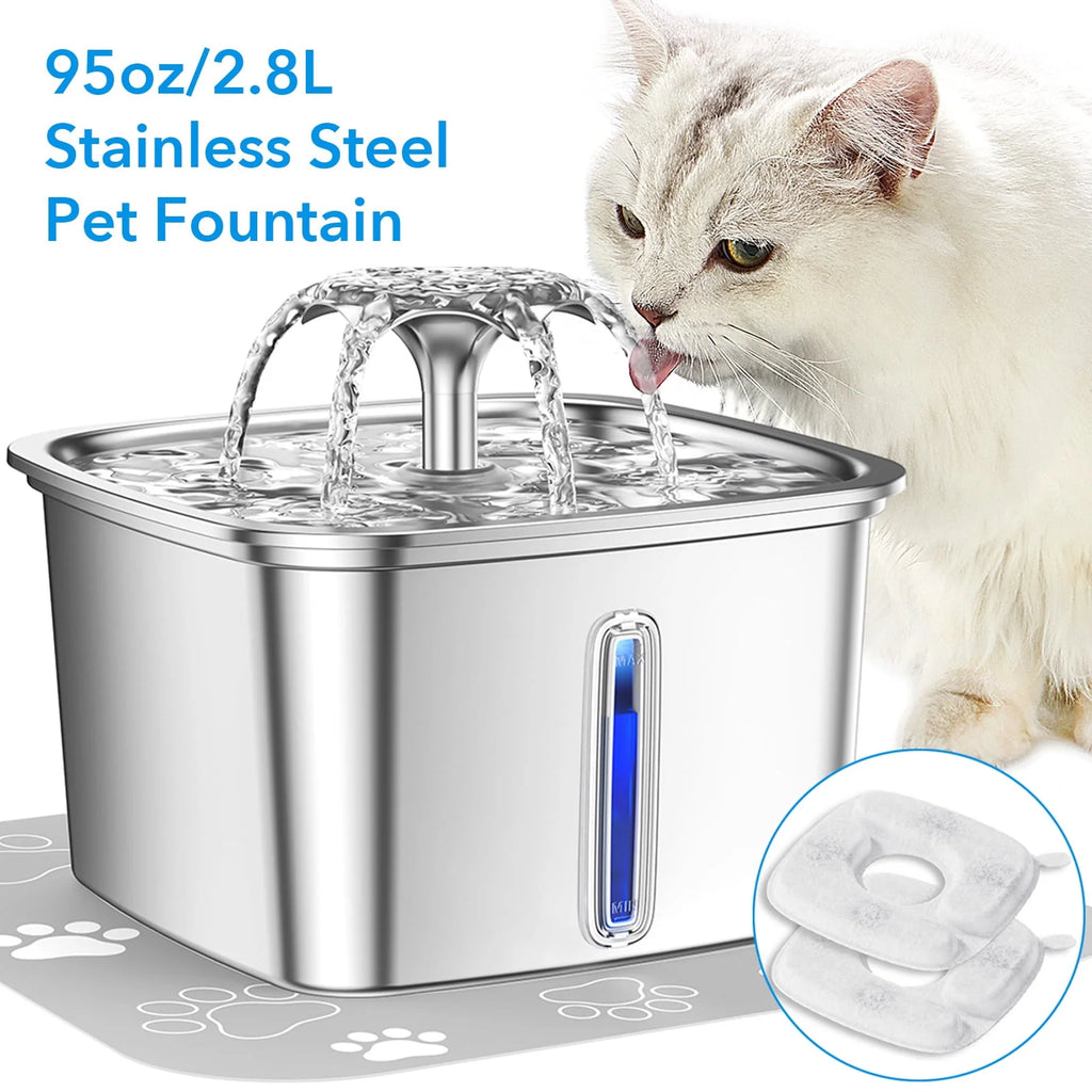 95oz/2.8L Stainless Steel Pet Fountain B462